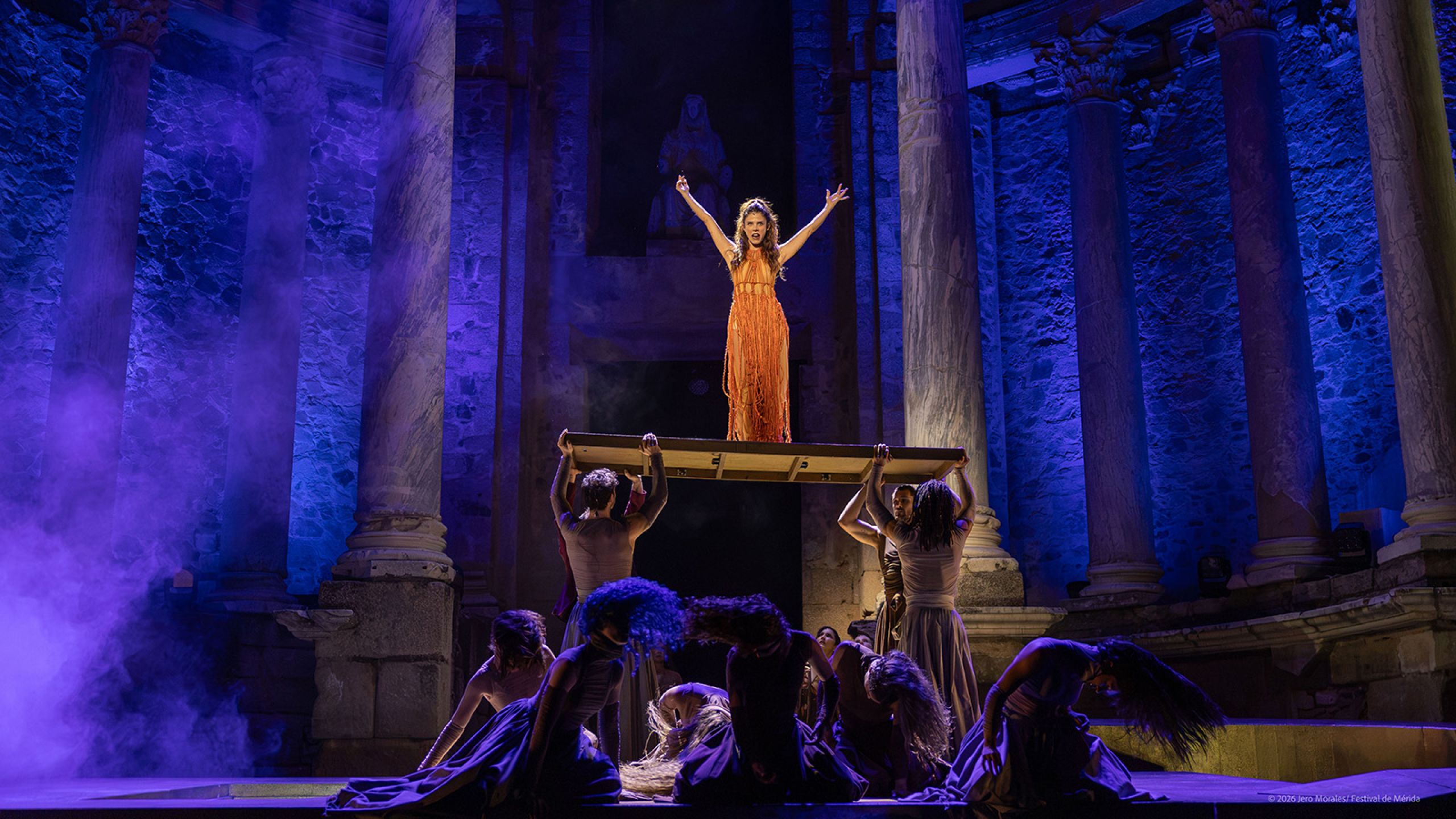 GLP TWYN bridges stage and the historic site at Mérida Classical Theatre Festival